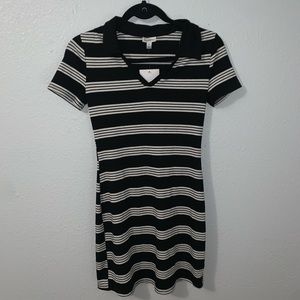 Juniors’ Black and White Striped Dress
